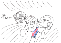 Size: 2472x1728 | Tagged: safe, artist:gafelpoez, applejack, earth pony, pony, g4, ball, football, newbie artist training grounds, queen, san lorenzo, sports