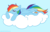 Size: 1250x800 | Tagged: safe, artist:medix, derpibooru exclusive, rainbow dash, pegasus, pony, g4, cloud, female, floating, lying on a cloud, prone, sitting on a cloud, sky, sleeping, solo