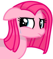Size: 799x887 | Tagged: safe, artist:rainbow eevee, pinkie pie, earth pony, pony, g4, alternate hairstyle, crying, female, floppy ears, mare, pinkamena diane pie, sad, simple background, solo, tears of pain, teary eyes, transparent background