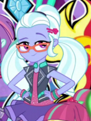 Size: 228x304 | Tagged: safe, screencap, sour sweet, sugarcoat, sunny flare, dance magic, equestria girls, equestria girls specials, g4, cropped, lidded eyes, looking at you, offscreen character, smiling, smirk, smug, sugarcoat tutu