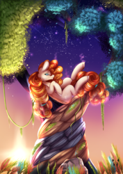 Size: 2480x3508 | Tagged: safe, artist:iblisart, pear butter, earth pony, pony, g4, crying, female, high res, looking at you, mare, smiling, solo, tree