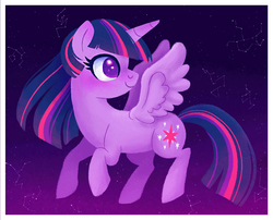 Size: 1531x1240 | Tagged: dead source, safe, artist:cascayd, twilight sparkle, alicorn, pony, g4, constellation, cute, female, mare, night, no pupils, profile, sky, solo, stars, twiabetes, twilight sparkle (alicorn)