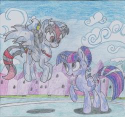 Size: 1642x1538 | Tagged: safe, artist:nephilim rider, twilight sparkle, oc, oc:heaven lost, alicorn, crystal pony, pony, g4, crystal twilight, crystallized, nephilim, traditional art, twilight sparkle (alicorn)