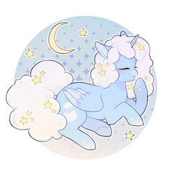 Size: 1060x1089 | Tagged: safe, artist:serafelis, oc, oc only, oc:sleepyhead, alicorn, pony, alicorn oc, crescent moon, female, mare, moon, solo, stars, transparent moon