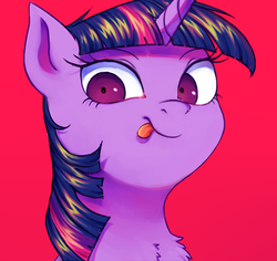 Size: 593x560 | Tagged: safe, artist:toroitimu, twilight sparkle, pony, g4, bust, female, mare, solo, suggestive source, tongue out