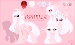 Size: 5323x3239 | Tagged: safe, artist:nekomellow, oc, oc:ophelia, hippogriff, heart, heart eyes, pastel, reference sheet, wingding eyes, yandere