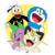 Size: 1414x1414 | Tagged: safe, artist:emositecc, spike, cat, dragon, duck, meowth, g4, crossover, donald duck, doraemon, ducktales 2017, pokémon, winged spike, wings