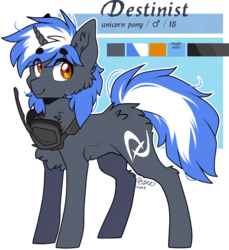 Size: 1280x1397 | Tagged: safe, artist:tay-niko-yanuciq, oc, oc only, oc:destinist, pony, unicorn, reference sheet, solo