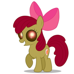 Size: 3000x3000 | Tagged: safe, artist:squipycheetah, apple bloom, earth pony, pony, undead, zombie, zombie pony, story of the blanks, g4, adorabloom, alternate cutie mark, apple bloom's bow, blanked apple bloom, bow, creepypasta, cute, cutie mark, female, filly, hair bow, happy, high res, looking at you, raised hoof, simple background, smiling, solo, the cmc's cutie marks, transparent background