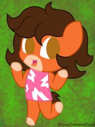 Size: 1280x1707 | Tagged: safe, artist:showtimeandcoal, oc, oc only, anthro, animal crossing, art gift, chibi, cute, female, filly, mare, present, simple background, solo, style