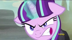 Size: 1280x720 | Tagged: safe, screencap, starlight glimmer, pony, unicorn, g4, the cutie map, angry, discovery family logo, eye twitch, female, floppy ears, furious, glowing, glowing horn, gritted teeth, horn, magic, mare, our town, power hungry, s5 starlight, sin of wrath, threat, villainous breakdown