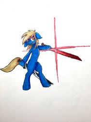 Size: 1536x2048 | Tagged: safe, artist:nightwind, oc, oc only, pony, arknights, chen, solo, sword, weapon