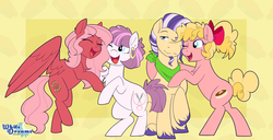 Size: 4000x2048 | Tagged: safe, artist:xwhitedreamsx, oc, oc only, oc:raspberry pie, earth pony, pegasus, pony, female, hug, male, mare, stallion