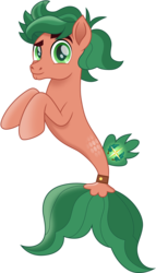 Size: 858x1500 | Tagged: safe, artist:cloudy glow, timber spruce, seapony (g4), g4, cute, fins, green eyes, hooves, looking at you, movie accurate, seaponified, seapony timber spruce, simple background, smiling, species swap, tail, timberbetes, transparent background