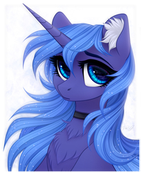 Size: 1566x1923 | Tagged: dead source, safe, artist:vird-gi, princess luna, alicorn, pony, g4, chest fluff, cute, ear fluff, female, looking at you, lunabetes, mare, missing accessory, solo