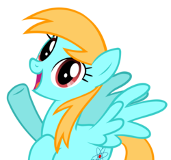 Size: 1600x1500 | Tagged: safe, artist:batbow, oc, oc:particle mare, pegasus, pony, female, immatoonlink, open mouth, particle mare, simple background, smiling, spread wings, transparent background, vector, wings