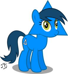 Size: 3203x3484 | Tagged: safe, artist:mlp-scribbles, oc, oc:triangle mare, earth pony, pony, female, high res, immatoonlink, particle mare, simple background, transparent background, triangle, vector
