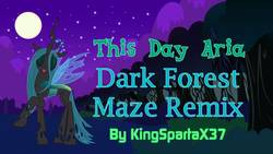 Size: 1280x720 | Tagged: safe, queen chrysalis, alicorn, changeling, changeling queen, pony, g4, everfree forest, eyes closed, female, forest maze, kingspartax37, moon, music video, night, open mouth, remix, solo, super mario bros., super mario rpg, this day aria, thumbnail, title card