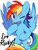 Size: 1536x2048 | Tagged: safe, artist:30clock, rainbow dash, pegasus, pony, g4, bipedal, dialogue, female, mare, one eye closed, open mouth, simple background, solo, spread wings, white background, wings, wink