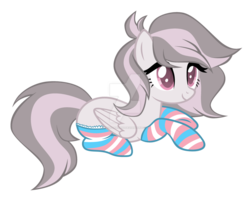 Size: 1280x1011 | Tagged: safe, artist:magicdarkart, oc, oc only, pegasus, pony, clothes, deviantart watermark, female, mare, obtrusive watermark, prone, simple background, socks, solo, striped socks, transparent background, watermark