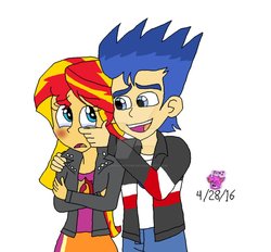 Size: 927x861 | Tagged: safe, artist:stella-exquisa, flash sentry, sunset shimmer, equestria girls, g4, crying, female, male, ship:flashimmer, shipping, straight