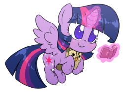 Size: 1989x1493 | Tagged: safe, artist:fluffyxai, owlowiscious, twilight sparkle, alicorn, pony, g4, book, chibi, cuddling, cute, female, magic, mare, reading, simple background, smiling, spread wings, transparent background, twiabetes, twilight sparkle (alicorn), weapons-grade cute, wings