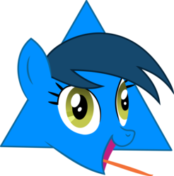 Size: 2740x2780 | Tagged: safe, artist:zsolnaym, oc, oc:triangle mare, pony, female, head only, high res, immatoonlink, mare, open mouth, particle mare, simple background, tongue out, transparent background, triangle, vector