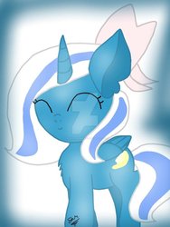 Size: 774x1032 | Tagged: safe, artist:stardustshimmer24, oc, oc only, oc:fleurbelle, alicorn, pony, adorabelle, adorable face, alicorn oc, bow, chibi, cute, deviantart watermark, female, hair bow, mare, obtrusive watermark, ocbetes, solo, watermark