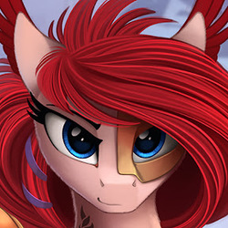 Size: 288x288 | Tagged: safe, artist:yakovlev-vad, oc, oc only, pony, cropped, looking at you, mask, smiling, smirk, solo
