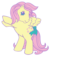 Size: 700x700 | Tagged: safe, fluttershy, posey, pegasus, pony, g1, g4, official, cute, female, g4 to g1, generation leap, rainbow squad, rearing, retro, ribbon, shyabetes, simple background, solo, transparent background, vector
