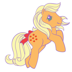 Size: 700x700 | Tagged: safe, applejack, applejack (g1), earth pony, pony, g1, g4, official, cute, female, g4 to g1, generation leap, jackabetes, rainbow squad, retro, ribbon, simple background, solo, transparent background, vector