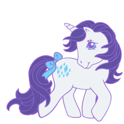 Size: 700x700 | Tagged: safe, glory, rarity, sparkler (g1), pony, unicorn, g1, g4, official, cute, female, g4 to g1, generation leap, rainbow squad, raised hoof, raribetes, retro, ribbon, simple background, solo, transparent background, vector