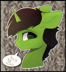 Size: 1280x1384 | Tagged: safe, artist:radioaxi, oc, oc only, pony, unicorn, abstract background, bust, solo, speech bubble