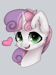 Size: 773x1034 | Tagged: safe, artist:radioaxi, sweetie belle, pony, unicorn, g4, bust, cute, diasweetes, female, heart, simple background, solo, white background