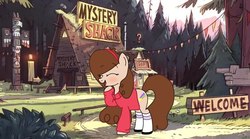 Size: 604x336 | Tagged: safe, artist:php145, earth pony, pony, crossover, gravity falls, mabel pines, male, mystery shack, ponified, solo
