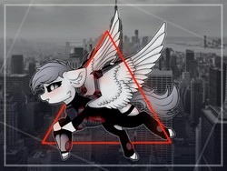 Size: 1280x960 | Tagged: dead source, safe, artist:php145, oc, oc only, pegasus, pony, city, cityscape, solo, triangle