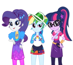 Size: 555x495 | Tagged: safe, rainbow dash, rarity, sci-twi, twilight sparkle, equestria girls, g4, my little pony equestria girls: better together, official, bolero jacket, clothes, cute, dashabetes, dress, geode of shielding, geode of super speed, geode of telekinesis, glasses, magical geodes, pantyhose, ponytail, raribetes, shorts, skirt, trio