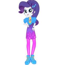 Size: 700x700 | Tagged: safe, rarity, equestria girls, g4, my little pony equestria girls: better together, official, clothes, dress, female, geode of shielding, happy, magical geodes, pantyhose, shoes, side slit, solo