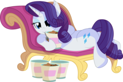Size: 7875x5307 | Tagged: safe, artist:cyanlightning, rarity, pony, unicorn, g4, .svg available, absurd resolution, chair, chest fluff, chocolate, cute, draw me like one of your french girls, ear fluff, eating, fainting couch, female, food, ice cream, mare, mouth hold, raribetes, simple background, sitting, solo, spoon, table, transparent background, vector
