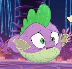 Size: 364x351 | Tagged: safe, screencap, spike, fish, puffer fish, g4, my little pony: the movie, cropped, male, solo, species swap, spike the pufferfish