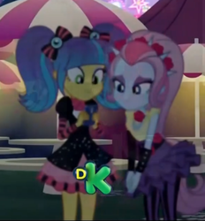 Size: 608x654 | Tagged: safe, screencap, pixel pizazz, violet blurr, equestria girls, equestria girls series, g4, sunset's backstage pass!, spoiler:eqg series (season 2), background human, cropped, low quality