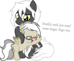 Size: 3498x2900 | Tagged: safe, artist:zacatron94, oc, oc only, oc:artistic treasure, oc:captain white, pegasus, pony, female, filly, high res, hug, mare, mother and daughter, offspring, parent:oc:blank novel, parent:oc:captain white, parents:oc x oc, parents:whitenovel, simple background, transparent background, vector