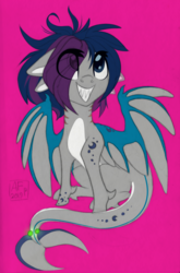 Size: 2308x3500 | Tagged: safe, artist:airfly-pony, oc, oc only, oc:nightsong, pony, rcf community, cute, elepatrium, elepatrium universe, eye clipping through hair, female, high res, kalharia, kalharia's wings, kalharias is not shark pony, smiling, solo, universe elepatrium, winged kalharia