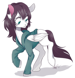 Size: 900x943 | Tagged: safe, artist:laceymod, oc, oc only, pegasus, pony, clothes, hoodie, male, simple background, solo, stallion, white background