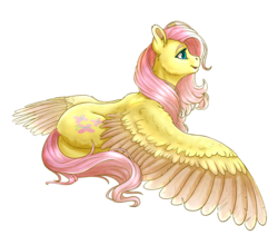 Size: 2814x2478 | Tagged: safe, artist:gaelledragons, fluttershy, butterfly, pegasus, pony, g4, butt, cute, female, flutterbutt, high res, looking at something, mare, plot, shyabetes, simple background, smiling, solo, transparent background, white outline