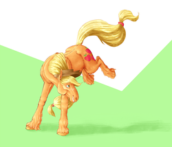 Size: 2000x1714 | Tagged: safe, artist:holka13, applejack, earth pony, pony, g4, abstract background, female, hoers, realistic, solo