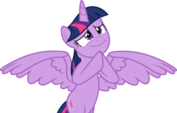 Size: 5000x3202 | Tagged: safe, artist:luckreza8, twilight sparkle, alicorn, pony, made in manehattan, .svg available, cute, female, hind legs, hooves together, simple background, solo, spread wings, transparent background, twiabetes, twilight sparkle (alicorn), vector, wings