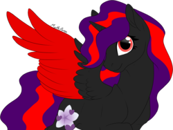 Size: 1037x778 | Tagged: safe, artist:mythpony, oc, oc only, oc:deep jasmine, alicorn, pony, alicorn oc, female, mare, red and black oc, simple background, solo, transparent background, two toned wings, wings
