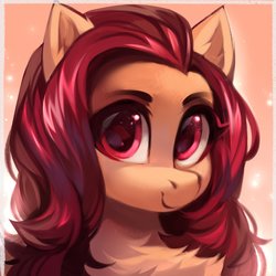 Size: 2048x2048 | Tagged: safe, artist:share dast, oc, oc only, oc:crimm harmony, pegasus, pony, beautiful, bust, chest fluff, cute, ear fluff, female, gradient background, high res, mare, pegasus oc, solo, sparkles