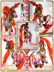 Size: 960x1280 | Tagged: safe, artist:lightningsilver-mana, gerudo, human, pony, unicorn, g1, bling, craft, crossover, customized toy, doll, figure, figurine, game, gerudo valley, hairstyle, handmade, humanized, irl, jewels, leather, leather boots, nabooru, nintendo 64, paint, painting, photo, satin, sewing, the legend of zelda, the legend of zelda: ocarina of time, toy, video game